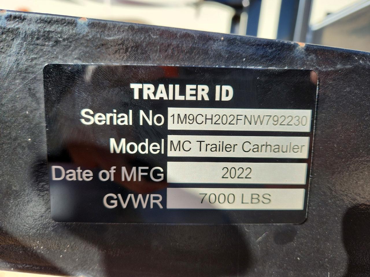 2022 Mc Trailers 2022 MC Equipment Trailer