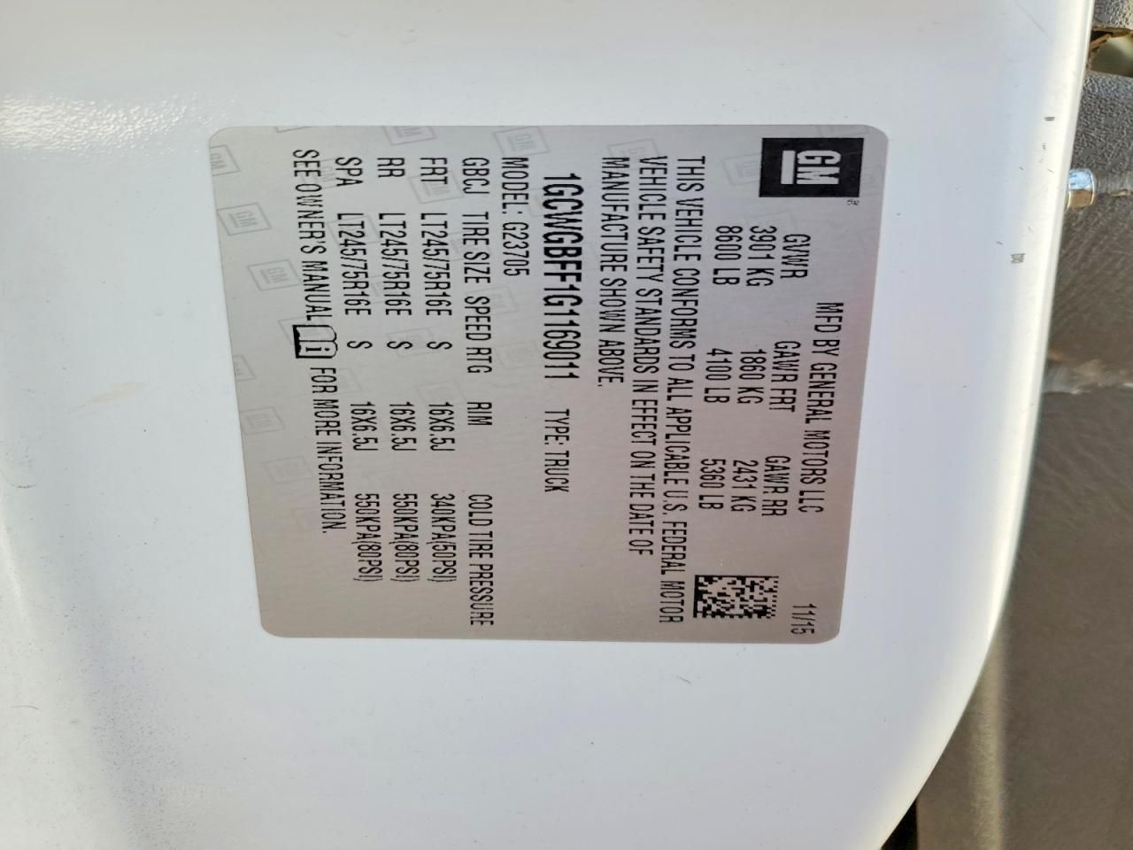 2016 Chevrolet Express 2500 Cargo Utility / Service Van