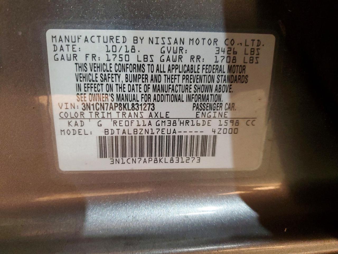 2019 Nissan Versa sv