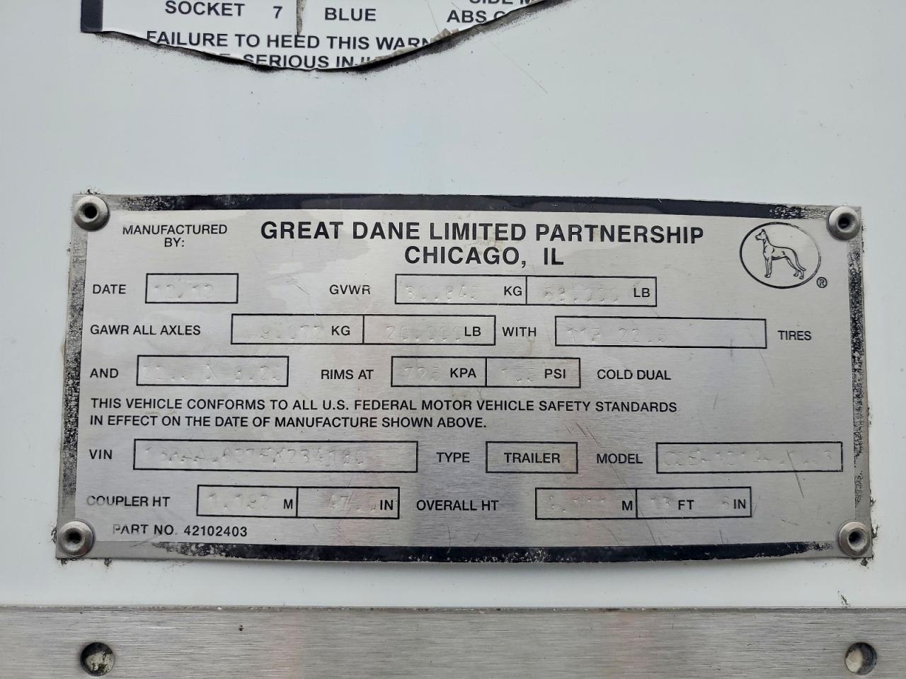 2014 Great Dane DRY Van Trailer