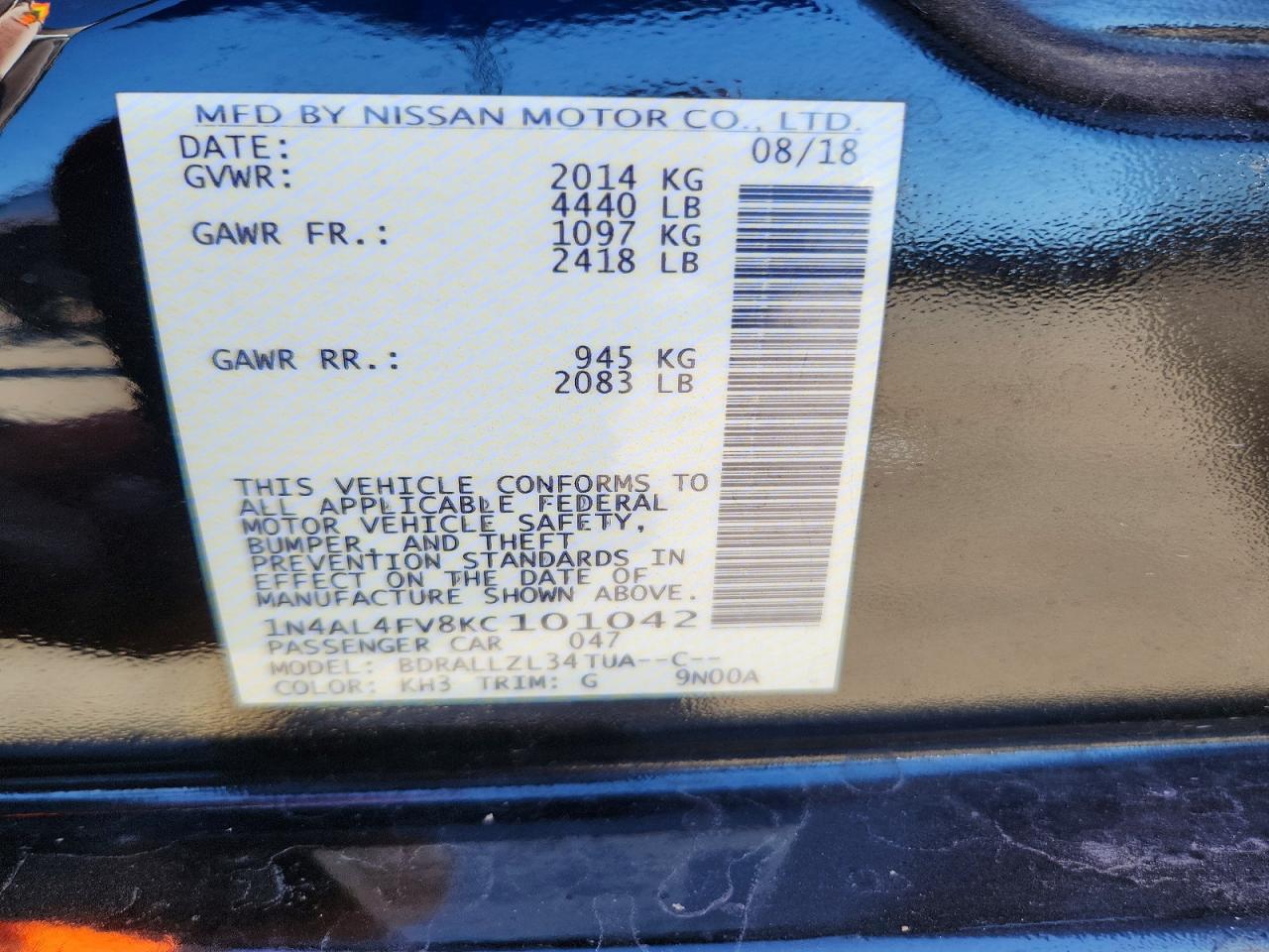2019 Niss Altima 2.0 Platinum
