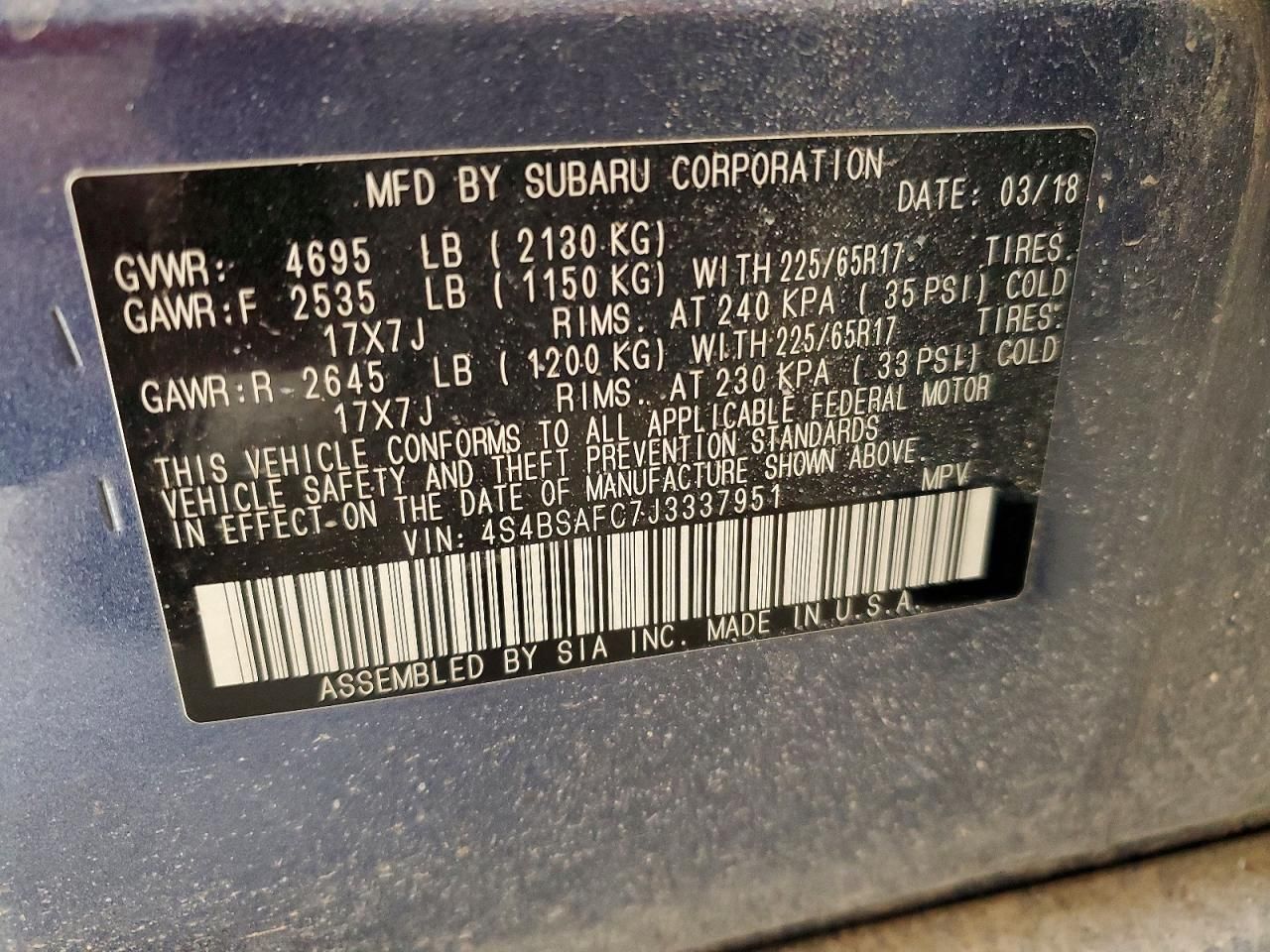 2018 Subaru Outback 2.5i Premium