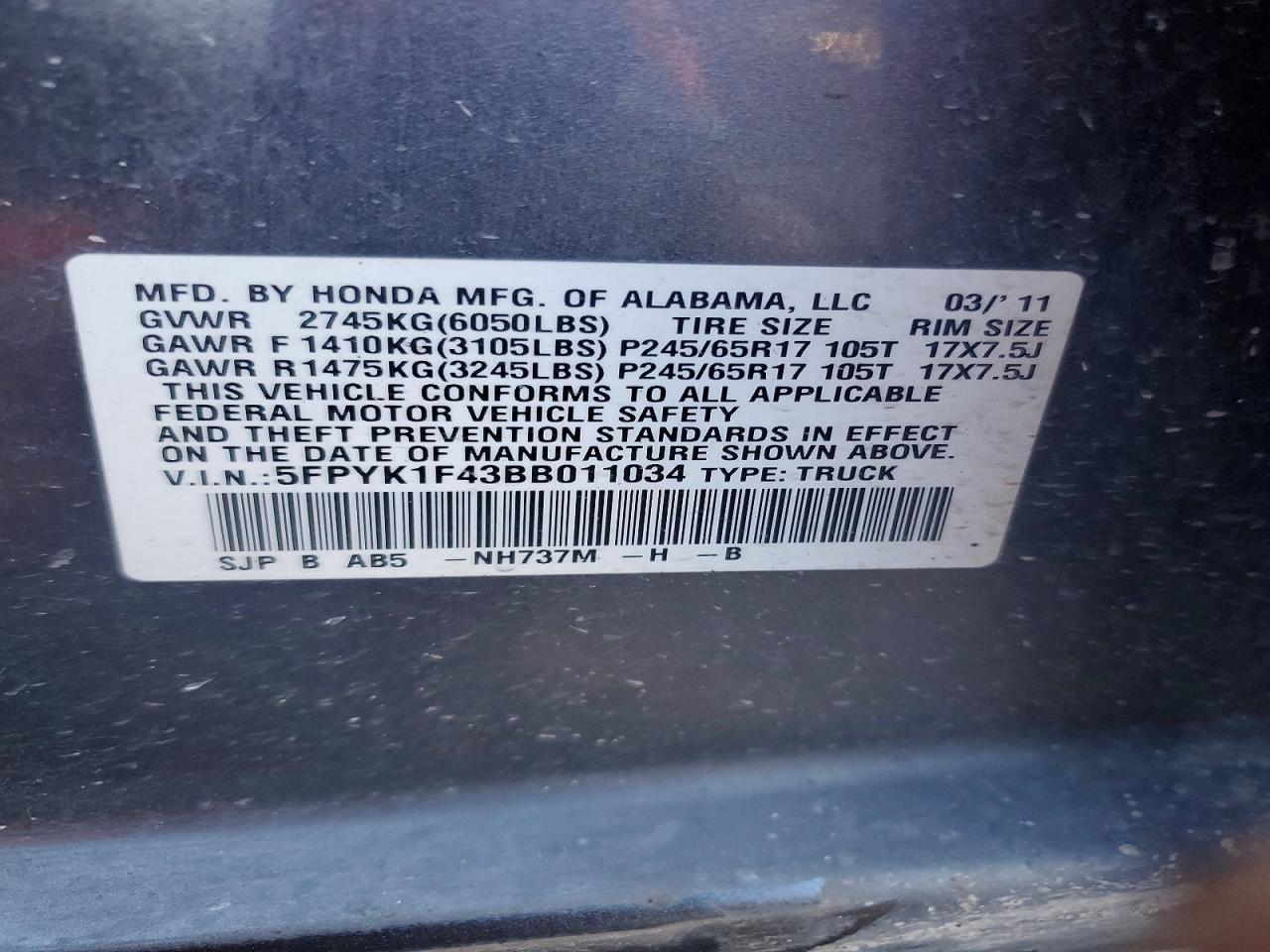 2011 Honda Ridgeline RTS