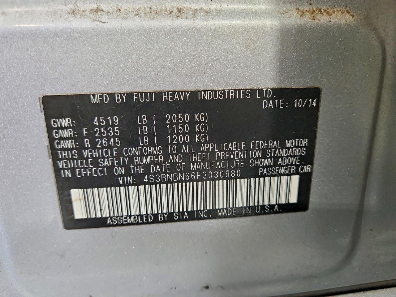 2015 Subaru Legacy 2.5i Limited