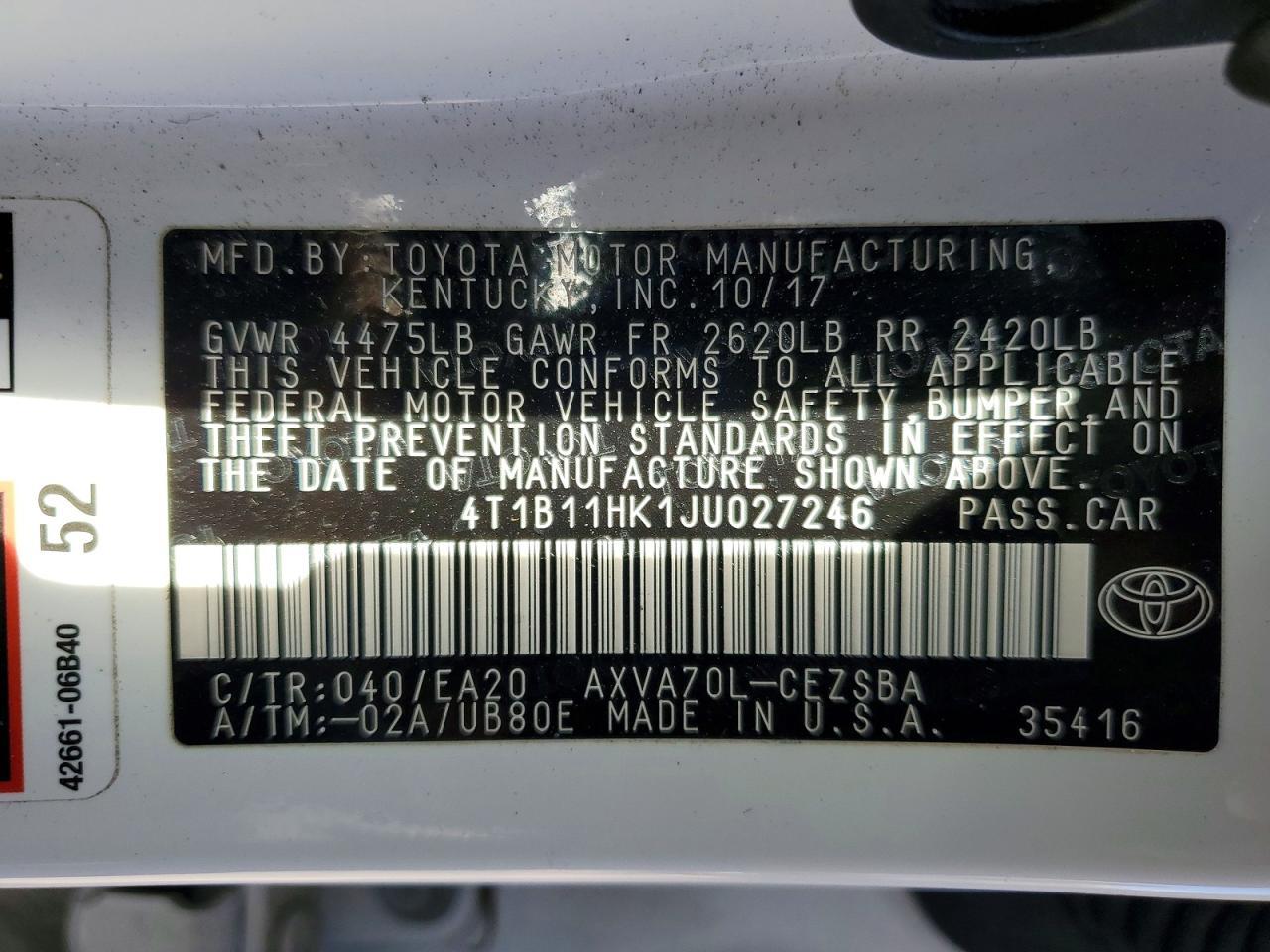 2018 Toyota Camry l