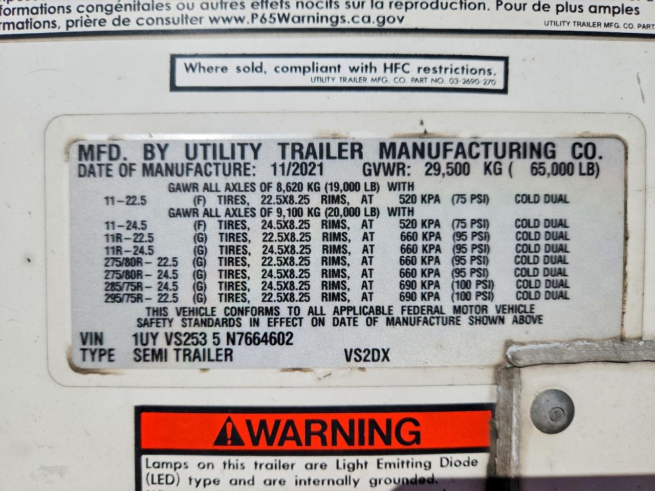 2022 Utility VS2DX DRY Van Trailer