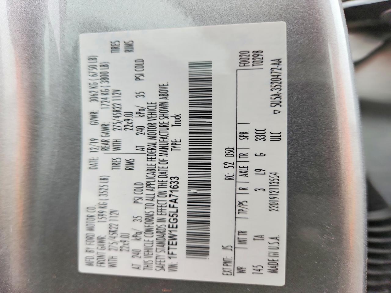 2020 Ford F150 Supercrew