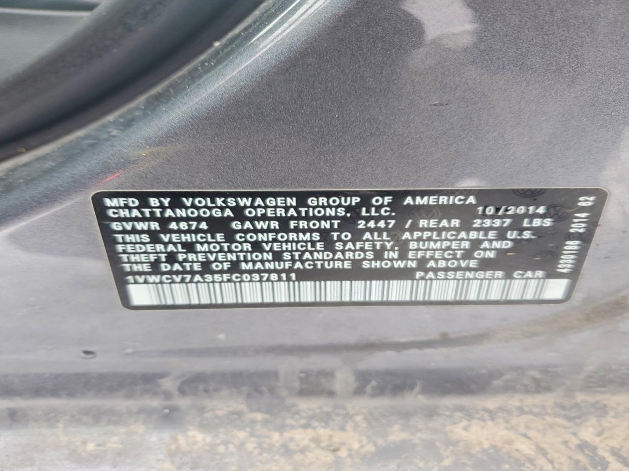 2015 Volkswagen Passat sel
