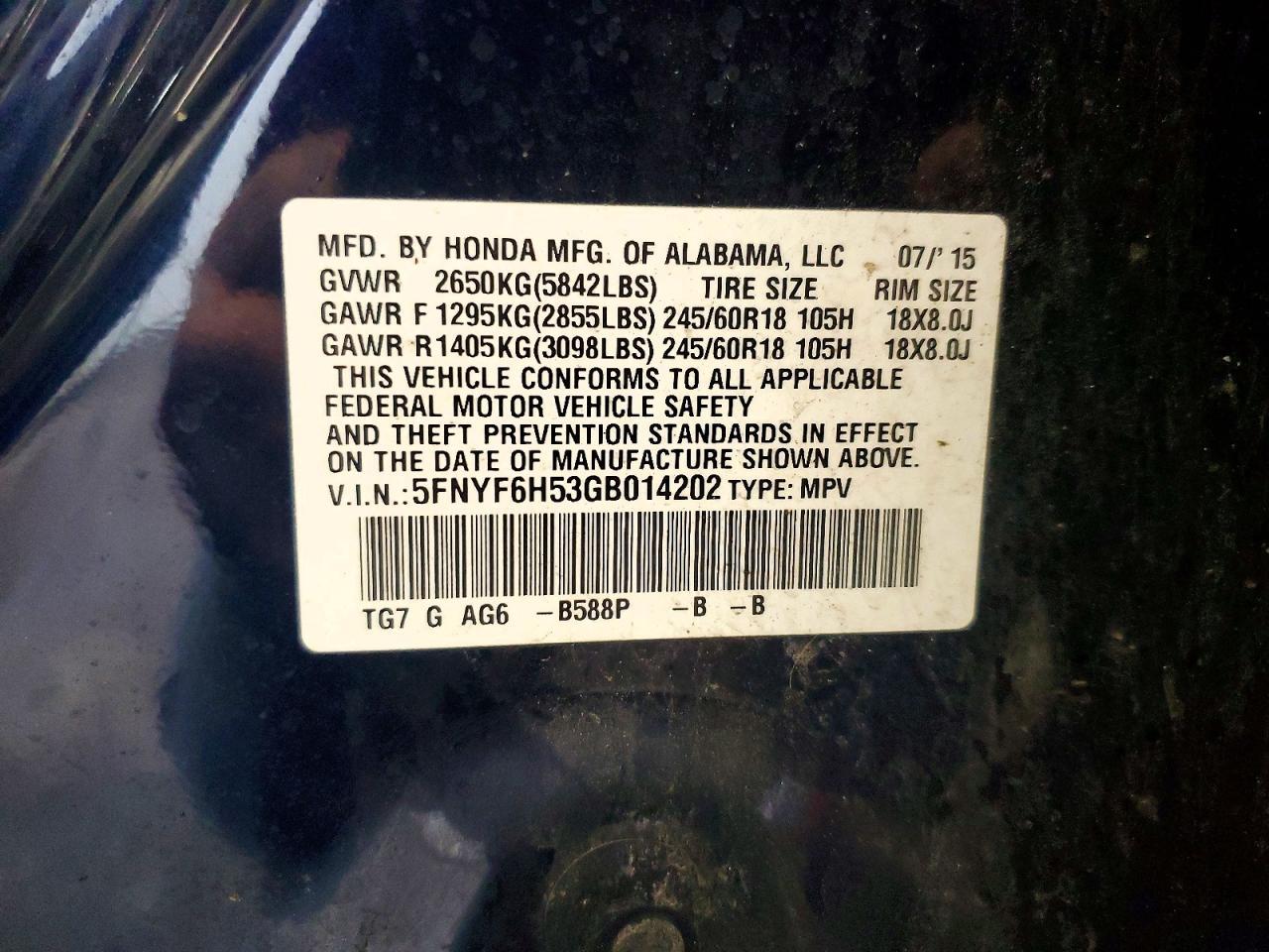2016 Honda Pilot exl