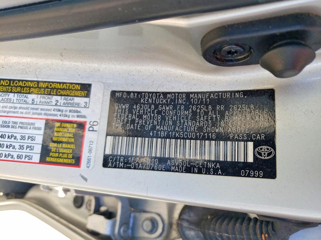 2012 Toyota Camry le
