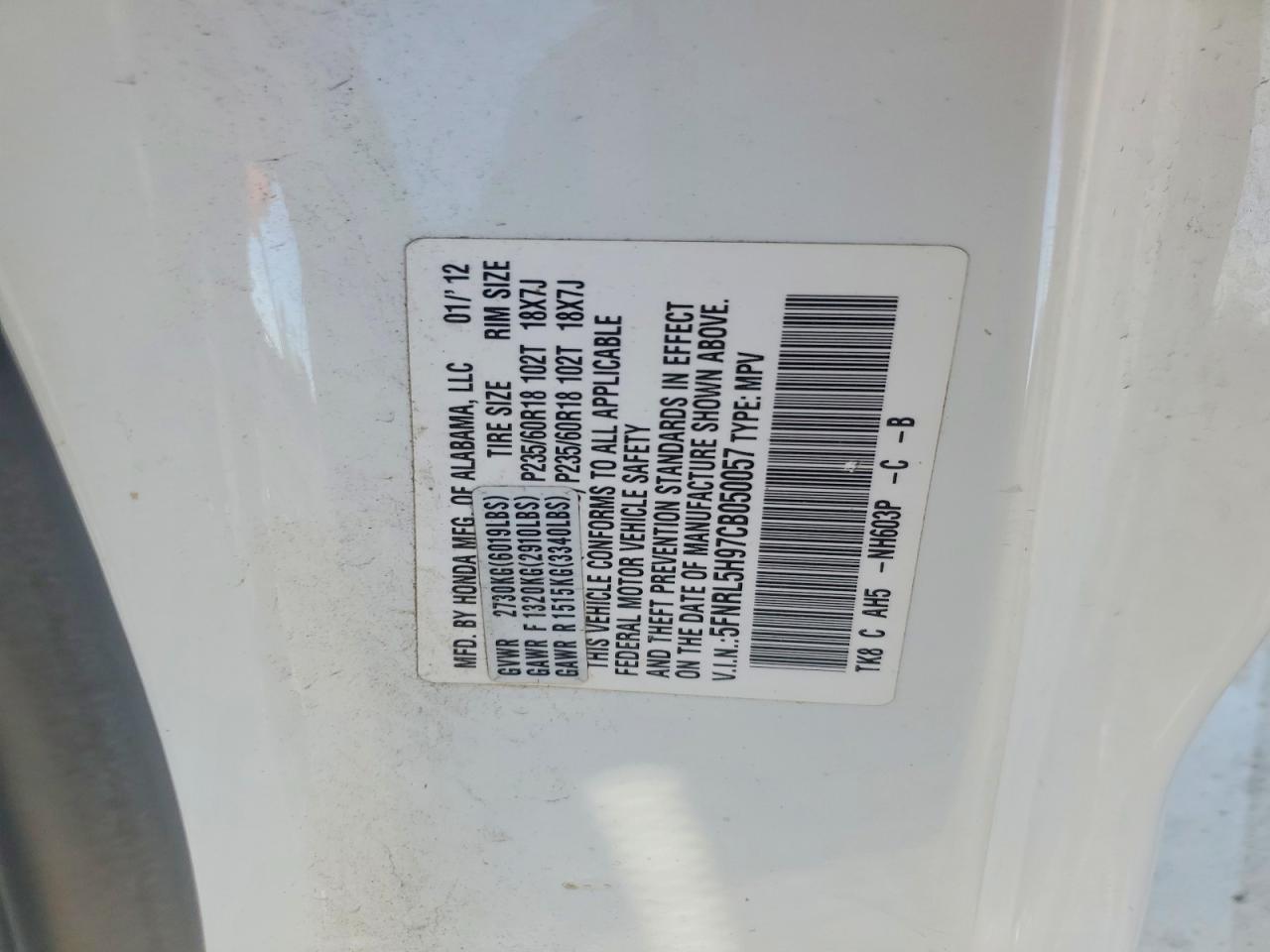 2012 Honda Odyssey Touring
