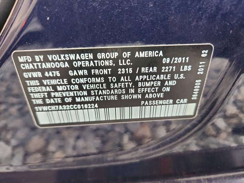 2012 Volkswagen Passat sel