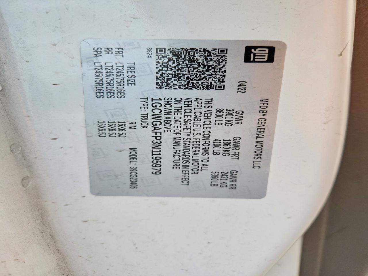 2022 Chevrolet Express 2500 Utility / Service Van