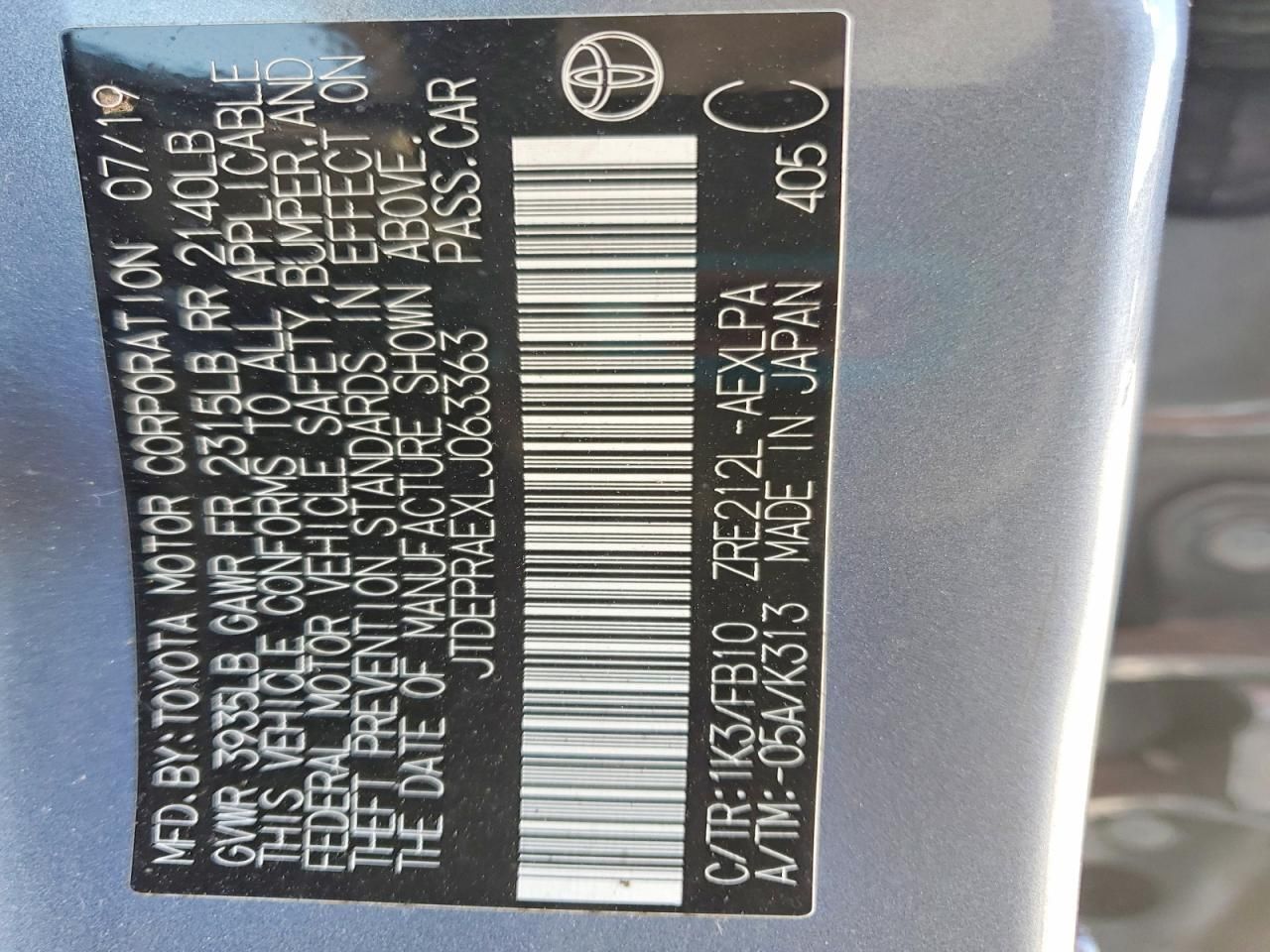 2020 Toyota Corolla le