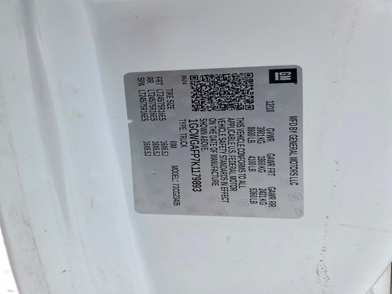 2019 Chev Express G2500