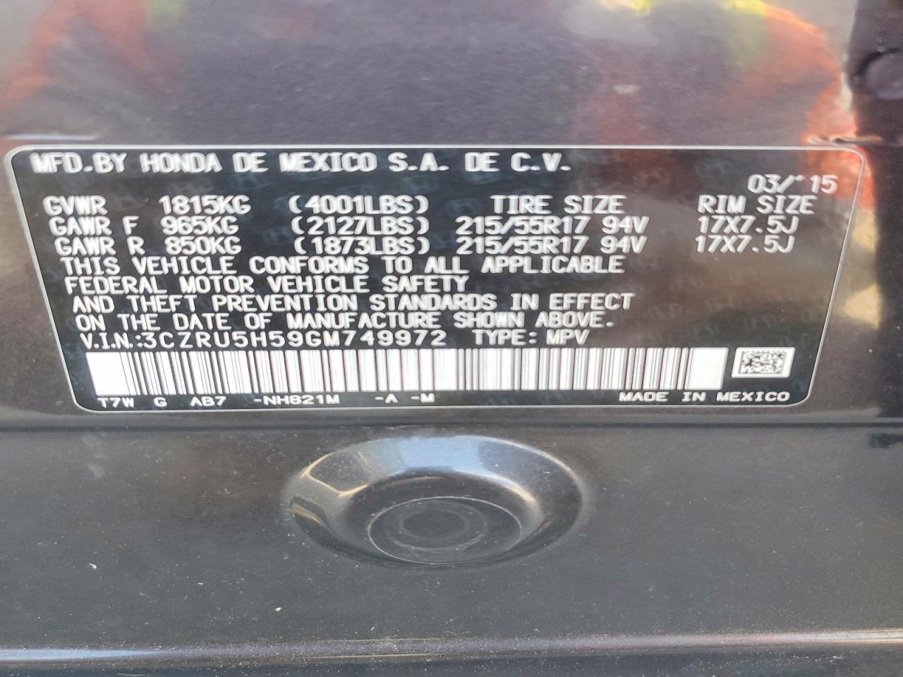 2016 Honda Hr-v ex