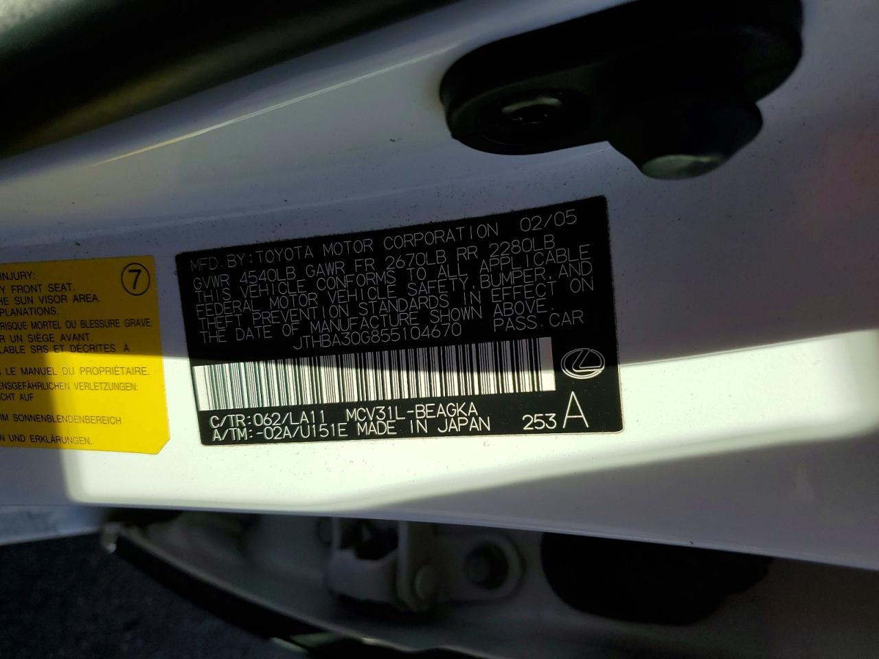 2005 Lexus Es 330