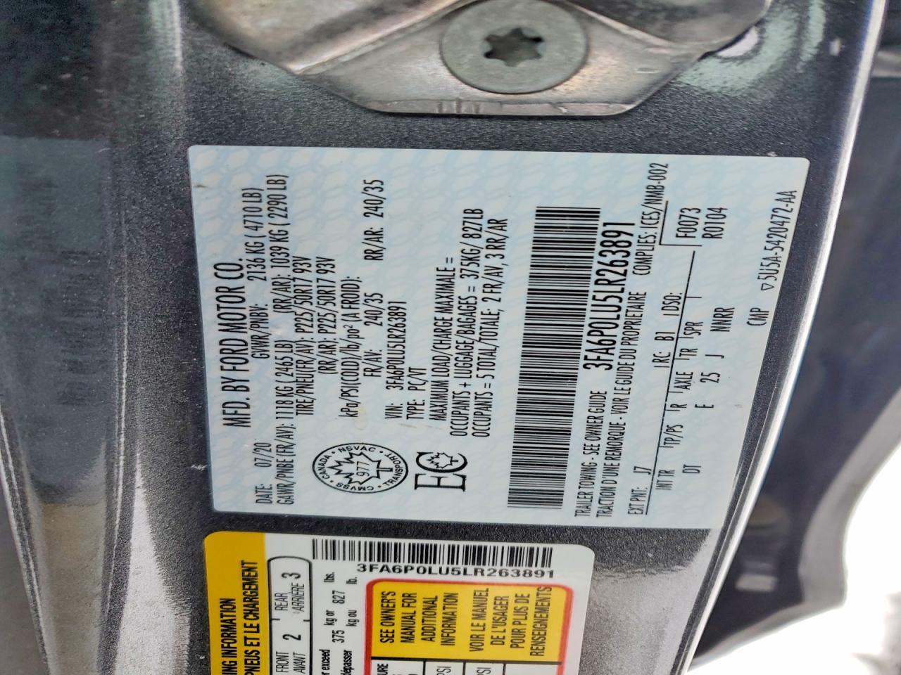 2020 Ford Fusion se