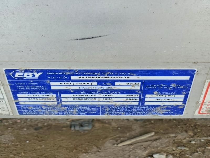 2022 EBY Equipment Trailer