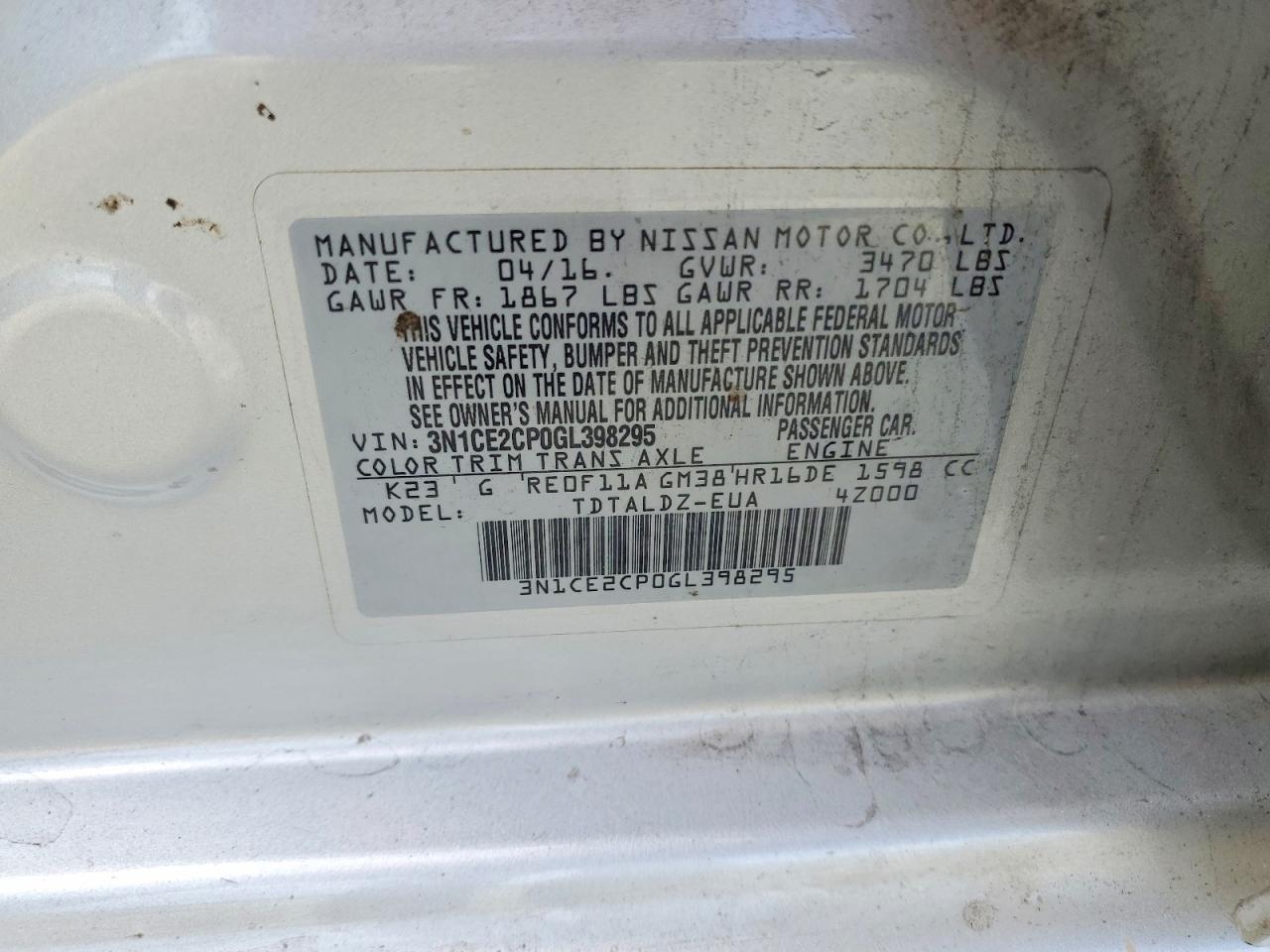 2016 Nissan Versa Note s