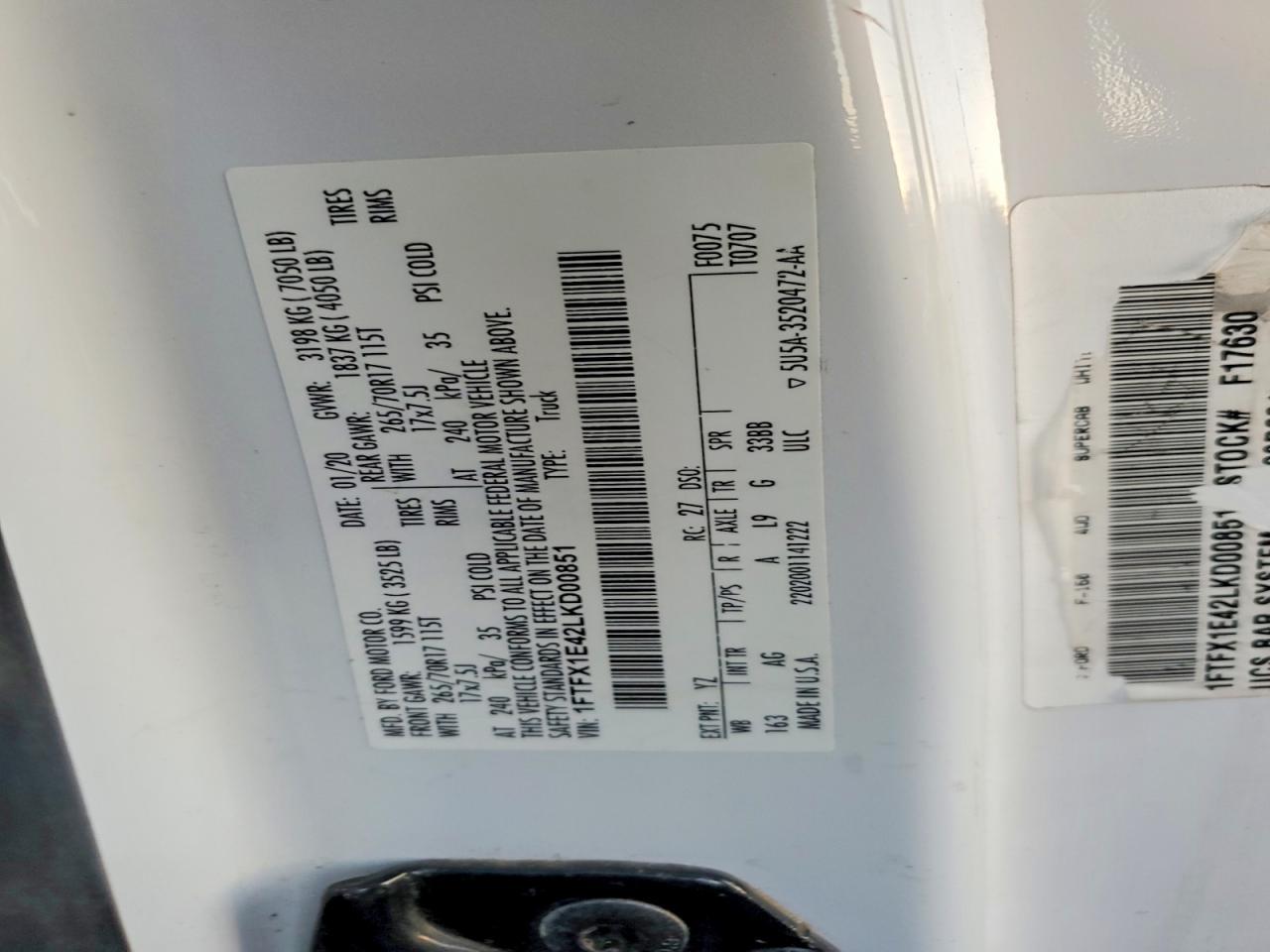 2020 Ford F150 Super Cab