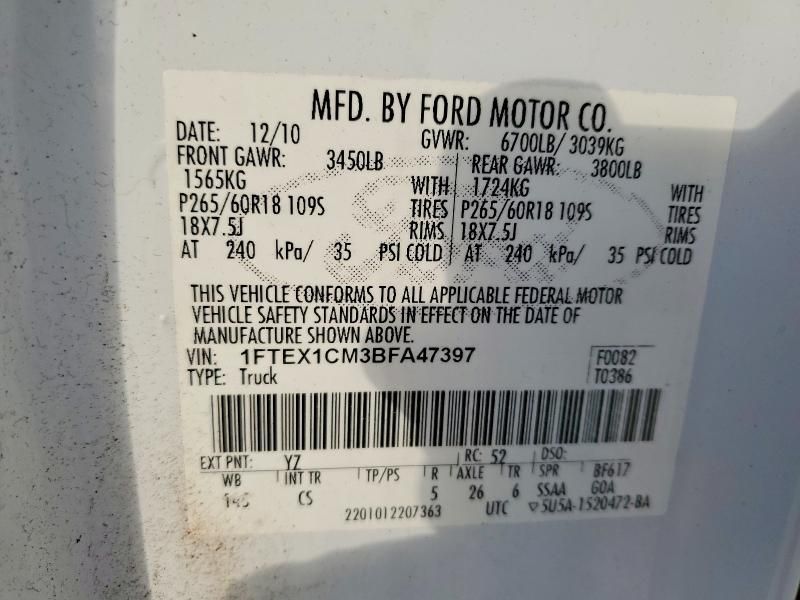 2011 Ford F150 Super cab