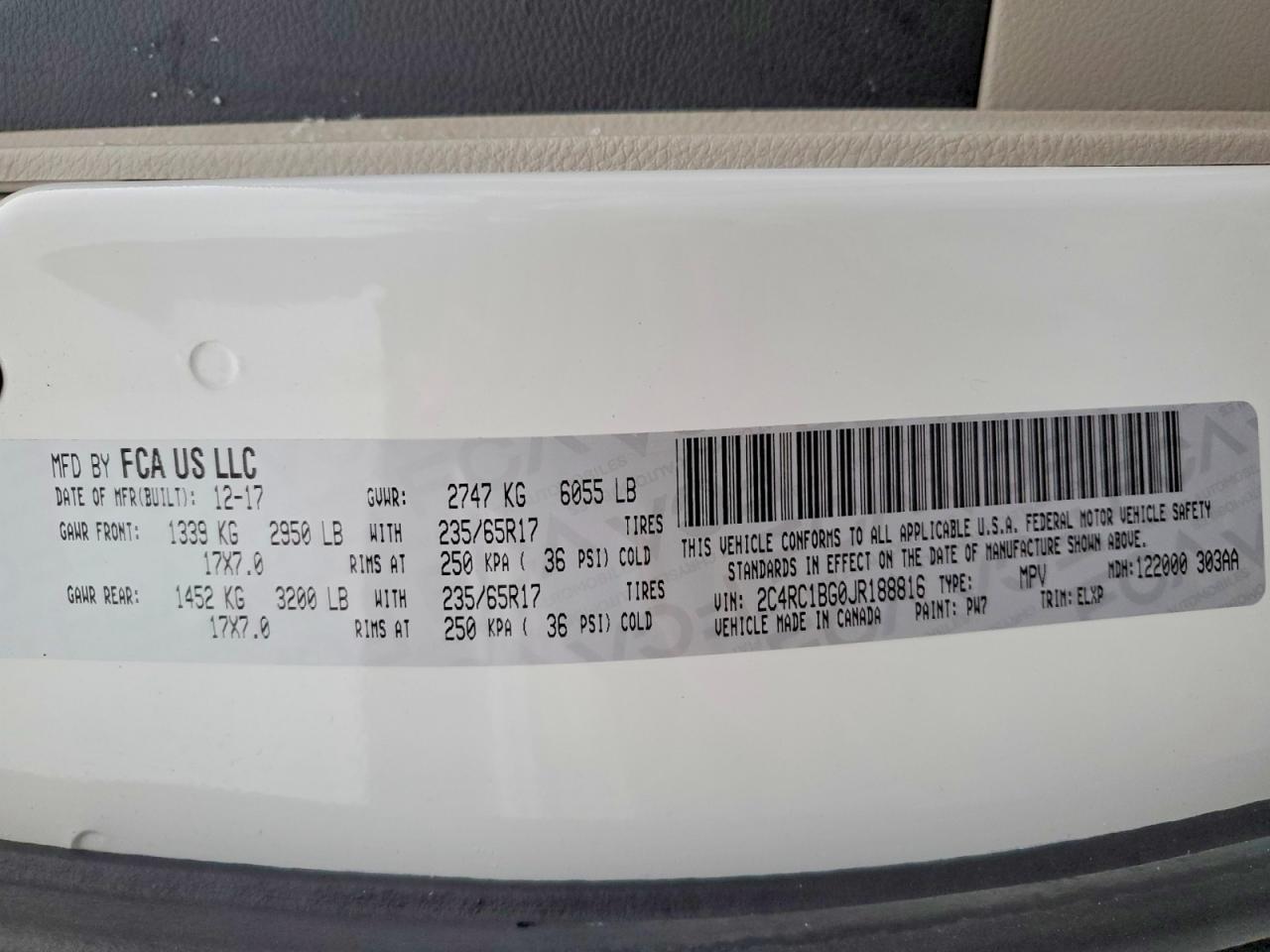 2018 Chrysler Pacifica Touring l