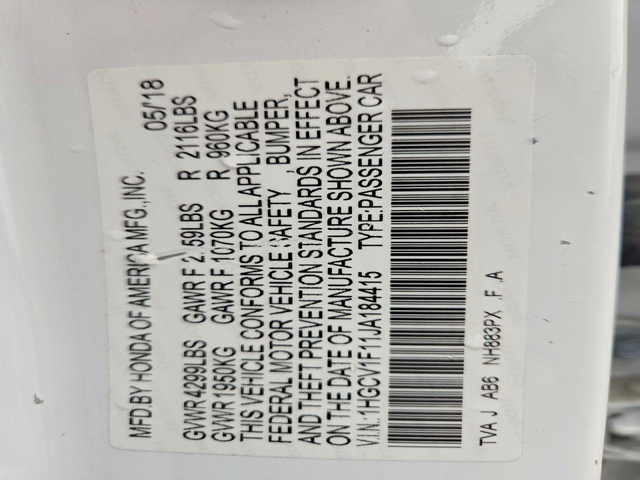 2018 Honda Accord lx