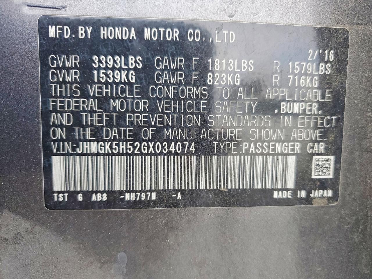 2016 Honda Fit lx