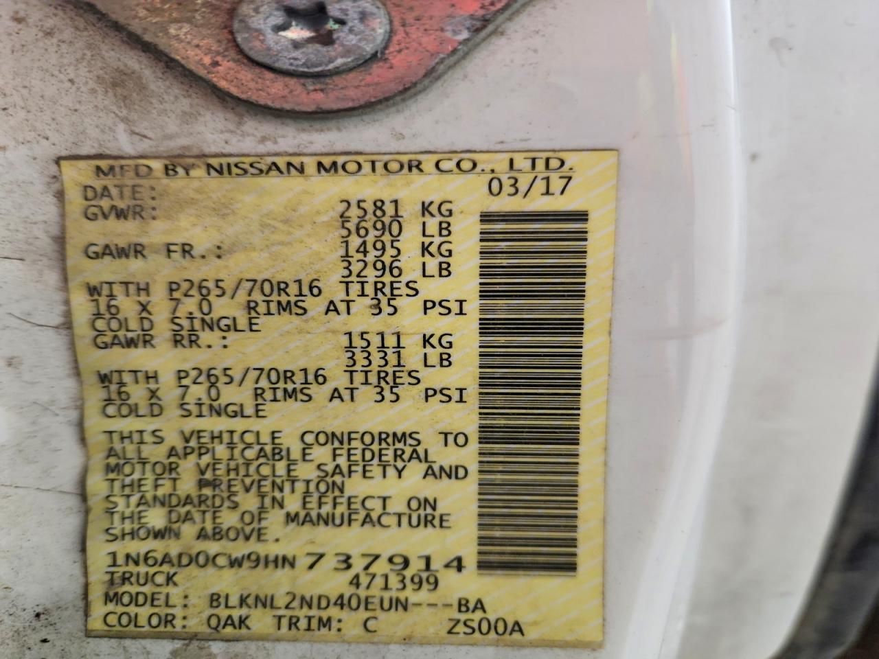 2017 Nissan Frontier sv