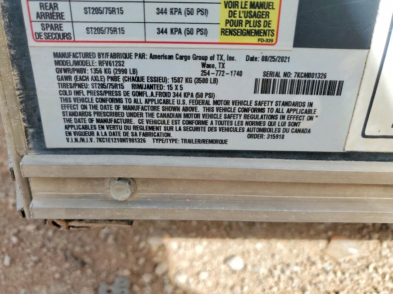 2022 Unknown 2022 American Cargo 7KCM001326 Enclosed Cargo Trai