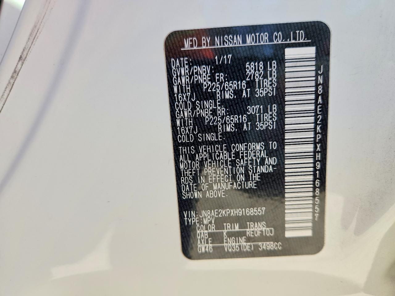 2017 Nissan Quest s