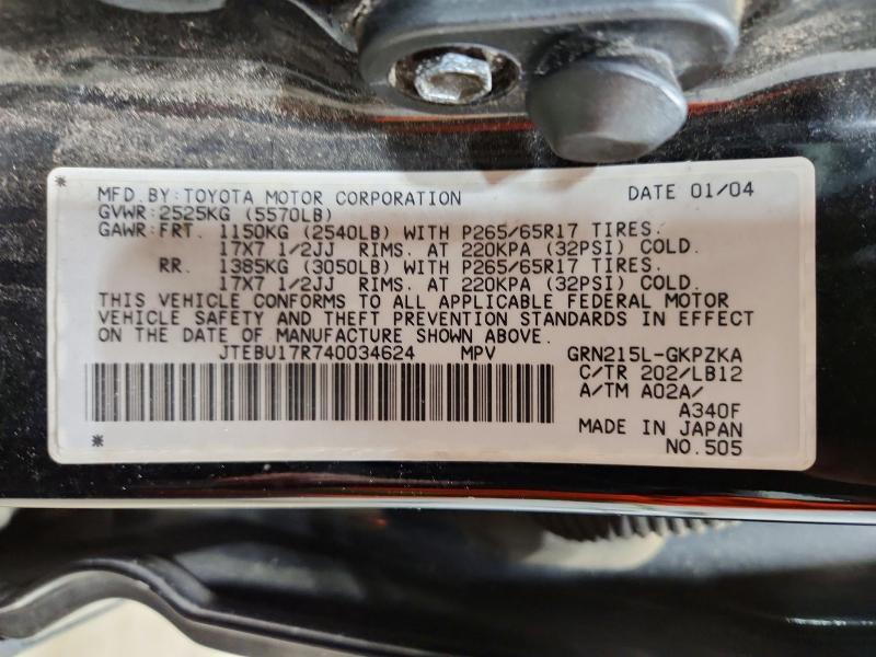 2004 Toyota 4runner Limited