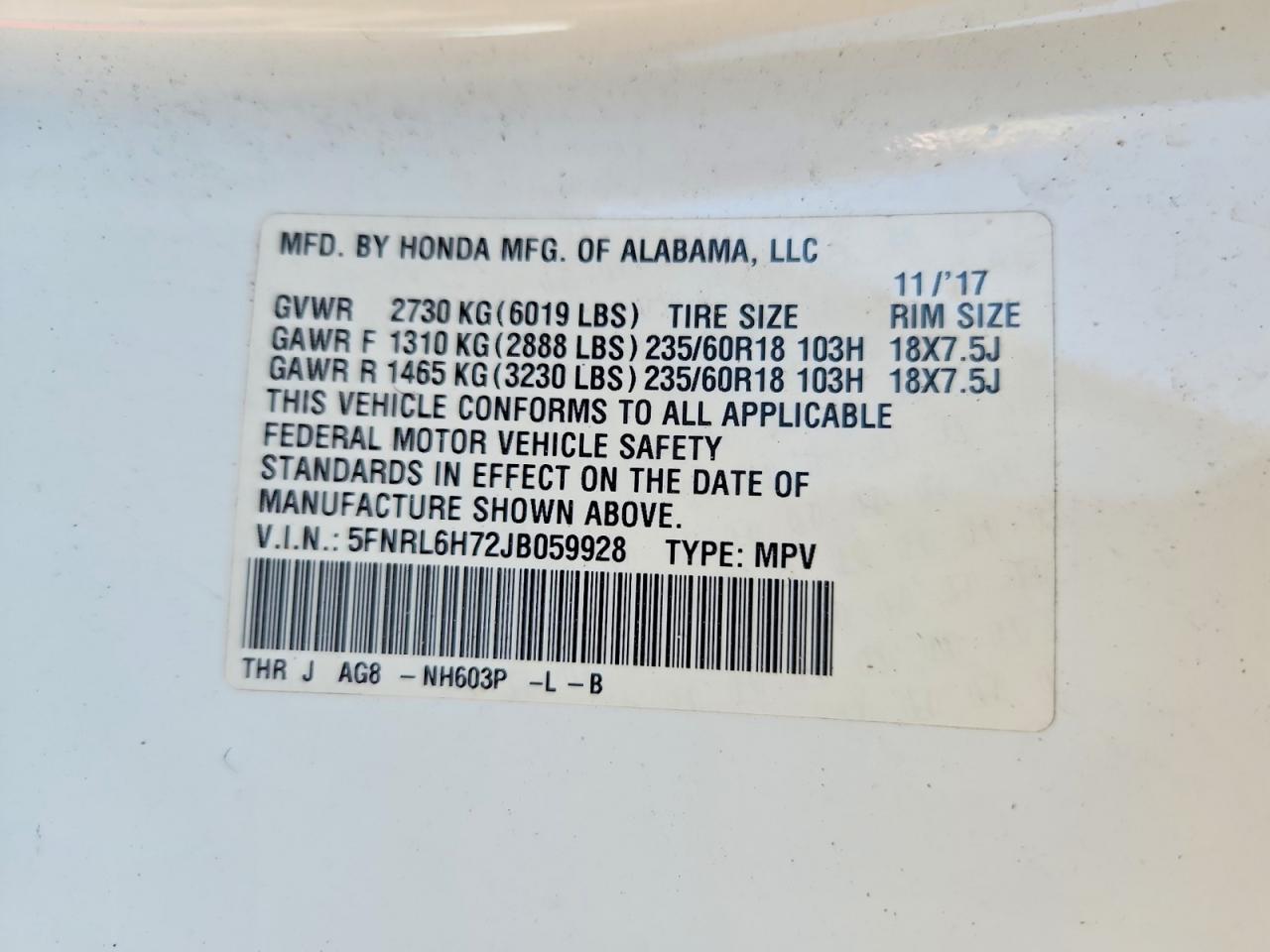2018 Honda Odyssey exl