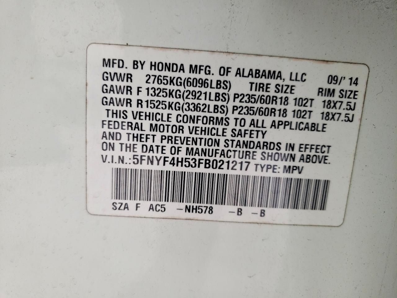 2015 Honda Pilot exl