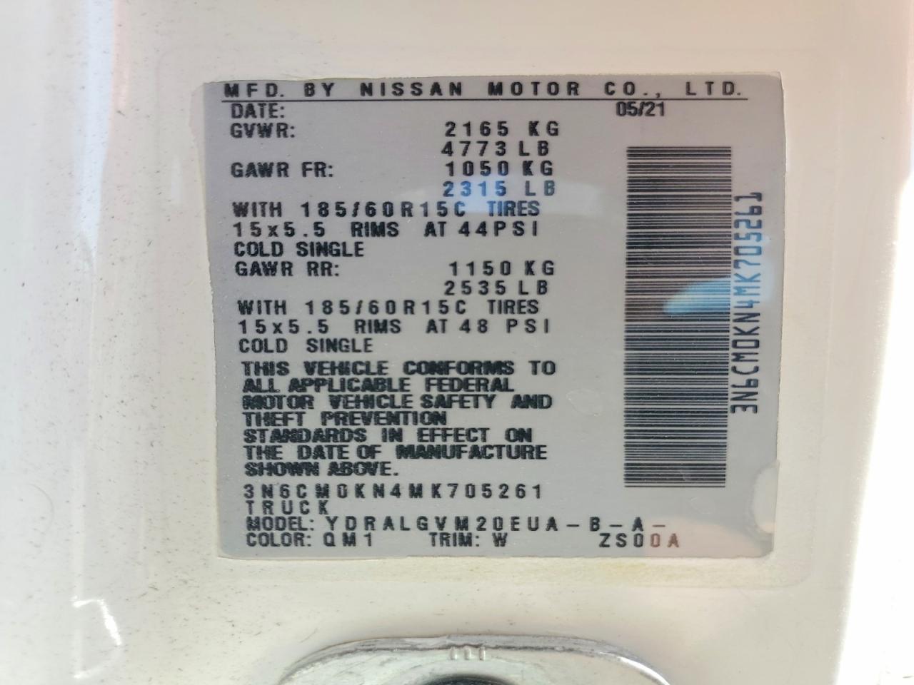 2021 Nissan NV200 2.5S