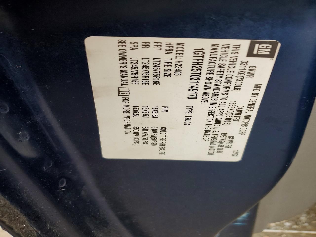 2003 GMC Savana G2500