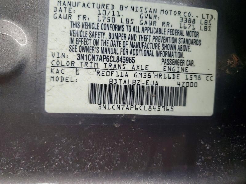 2012 Nissan Versa 1.6 s