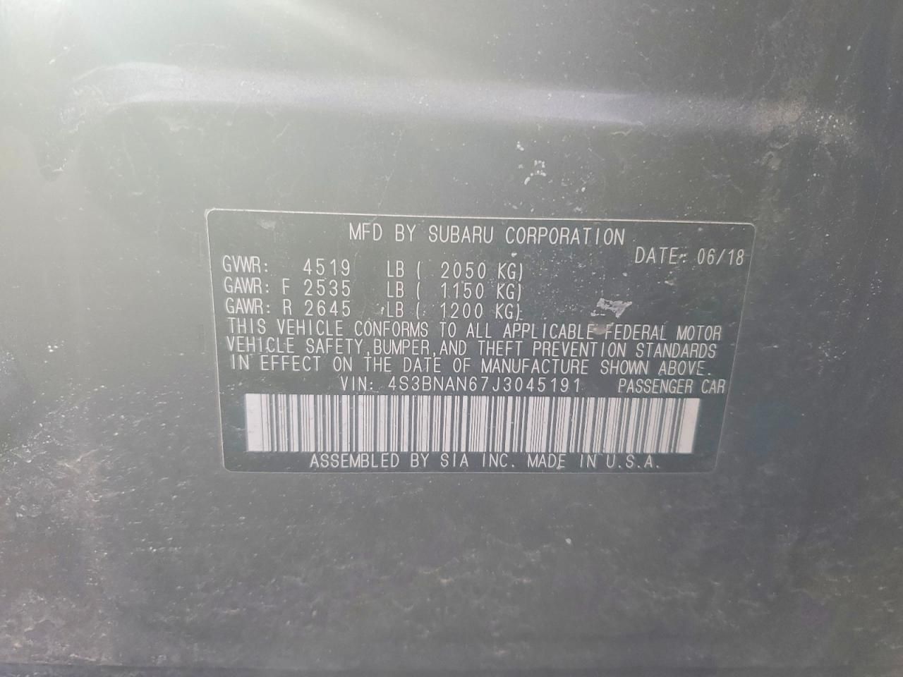 2018 Subaru Legacy 2.5i Limited