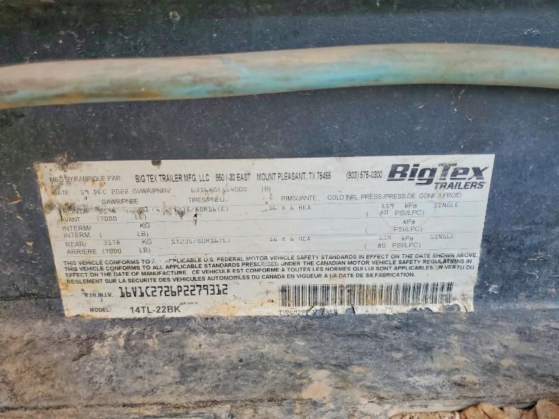 2023 Bigtex 14TL-22BK Equipment Trailer