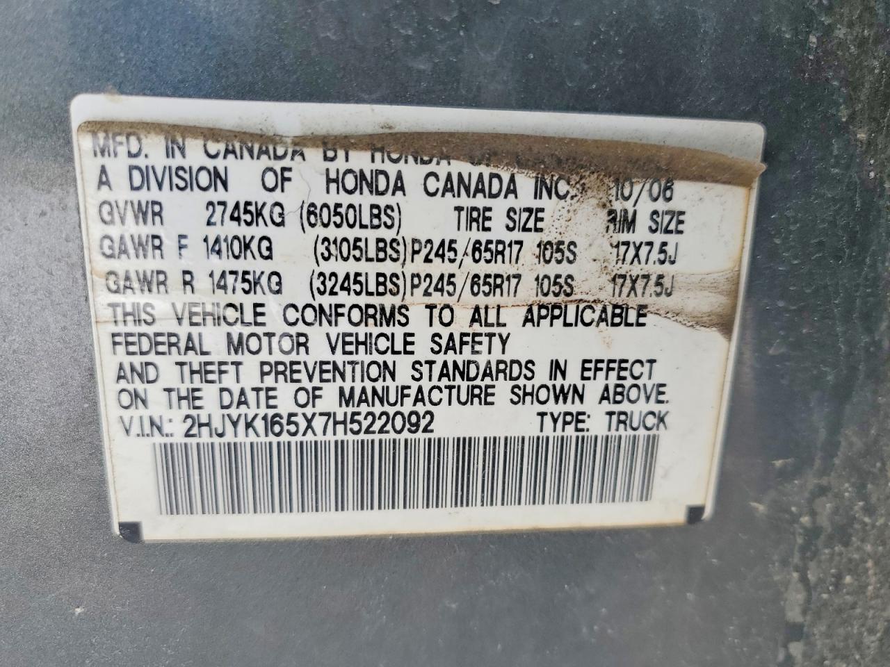 2007 Honda Ridgeline RTL