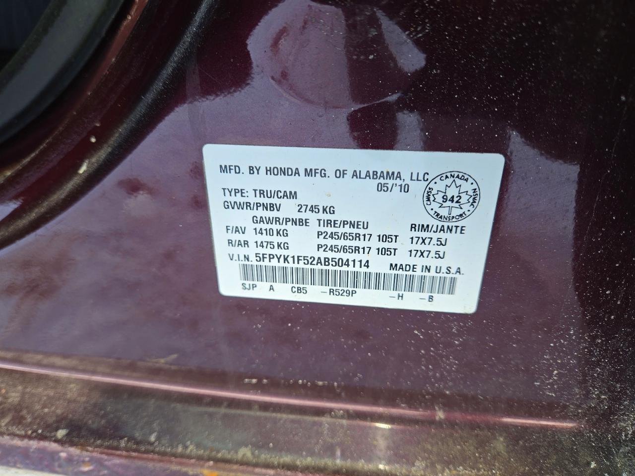 2010 Honda Ridgeline RTL