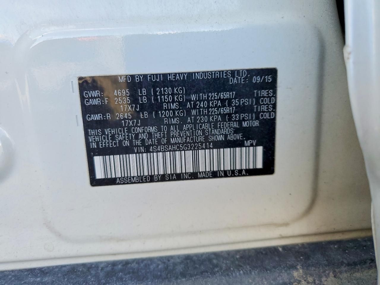 2016 Subaru Outback 2.5i Premium