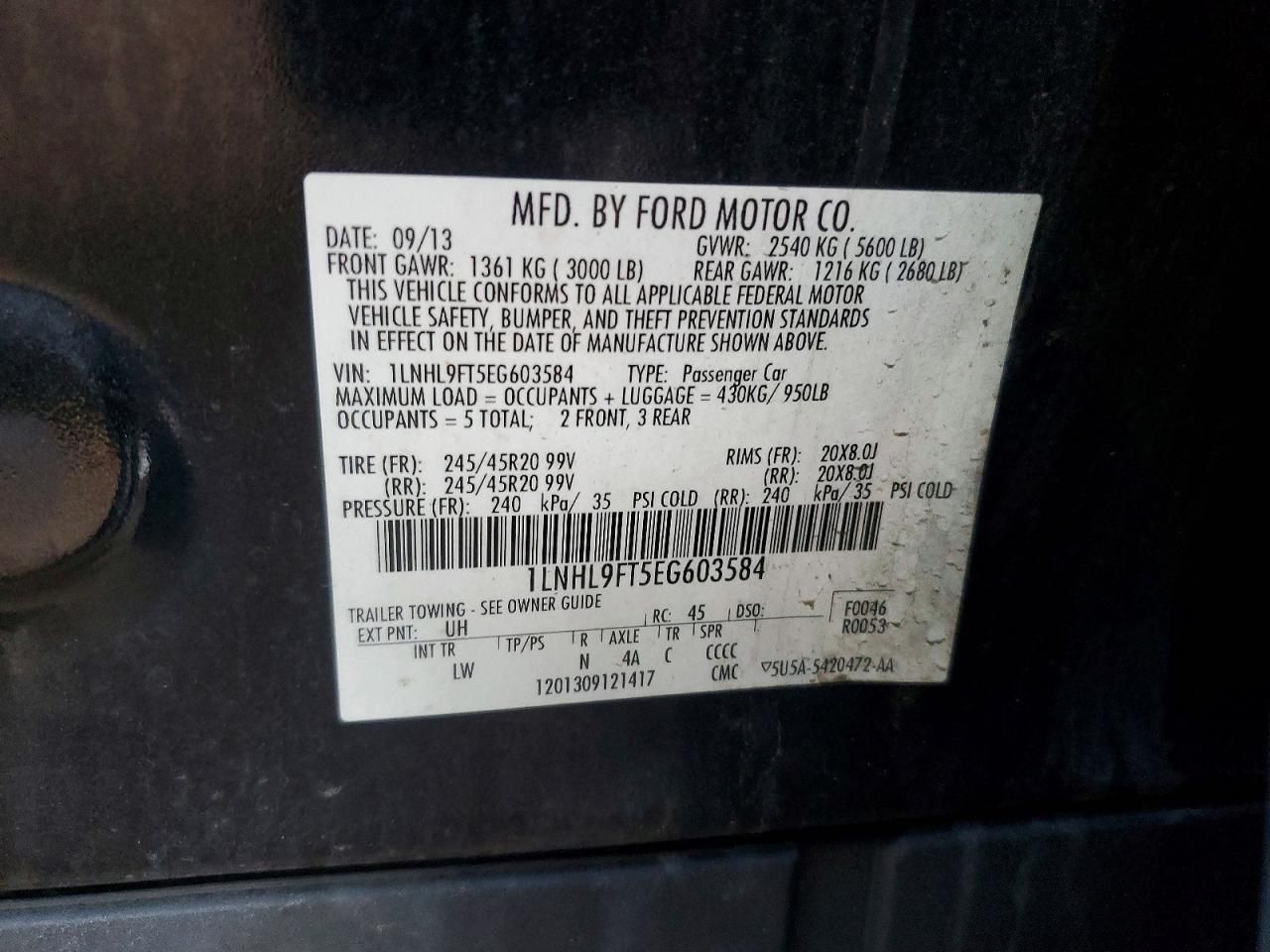 2014 Lincoln Townhouse MKS