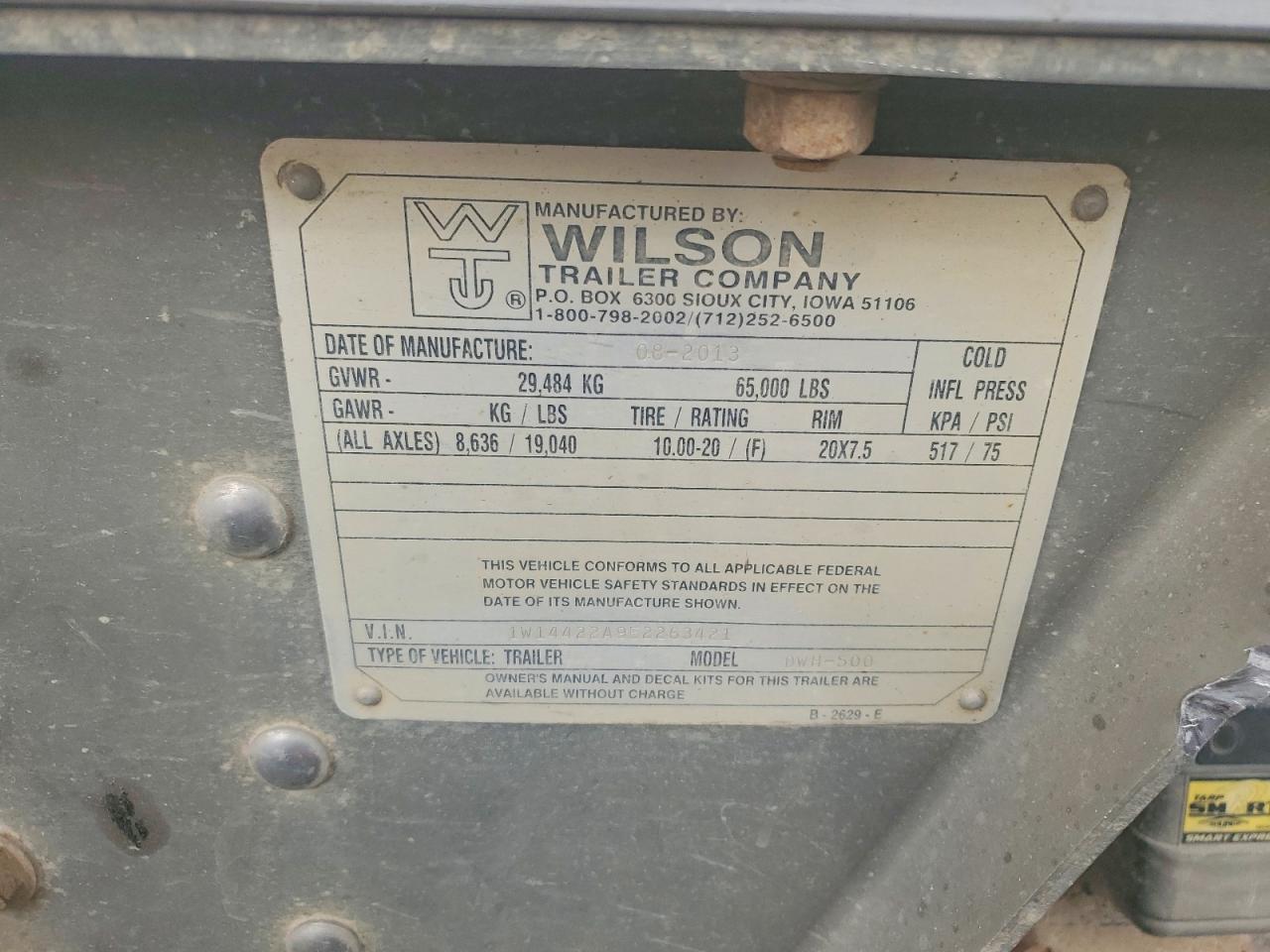 2014 Wilson DWH-500 Grain Trailer