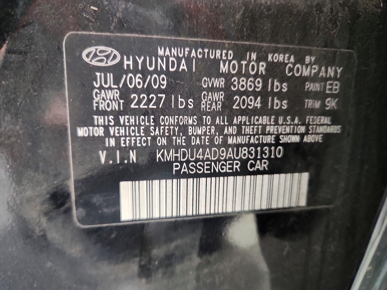 2010 Hyundai Elantra Blue