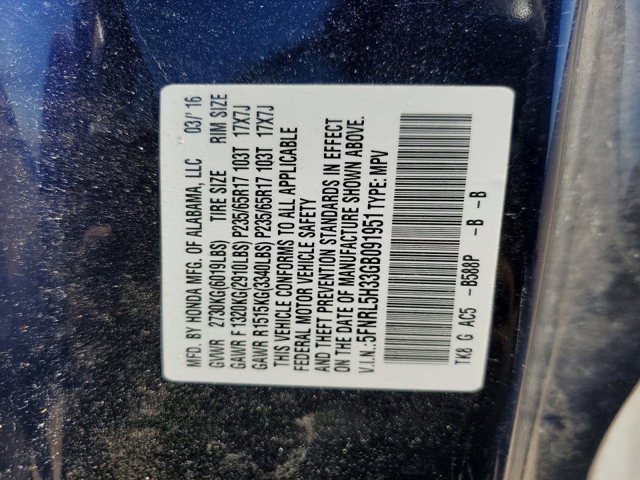 2016 Honda Odyssey se