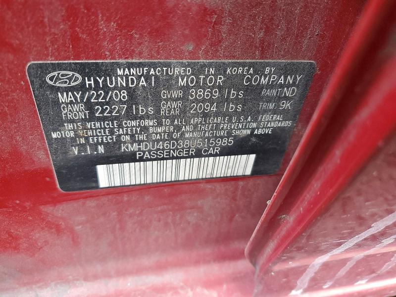 2008 Hyundai Elantra gls