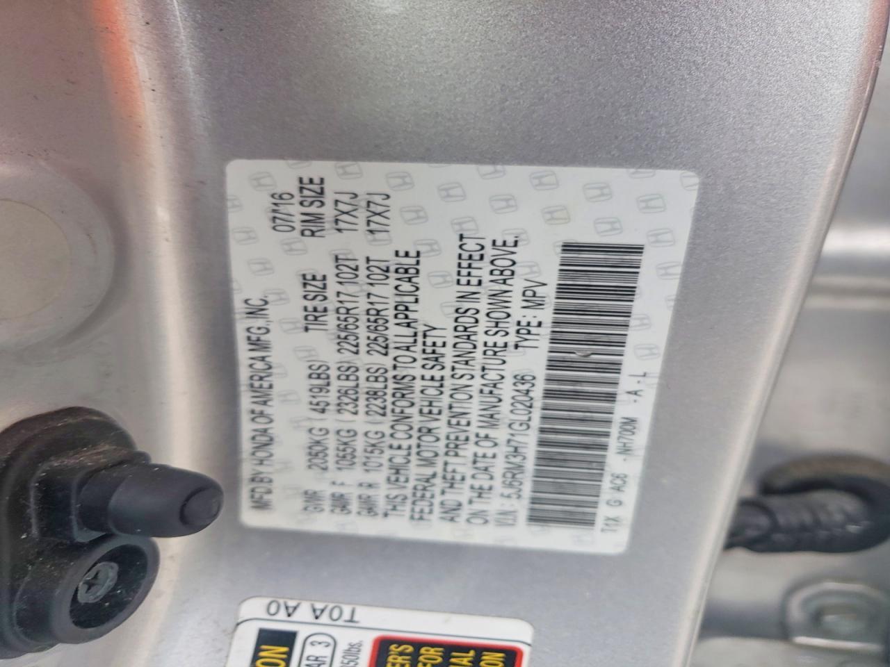 2016 Honda Cr-v exl