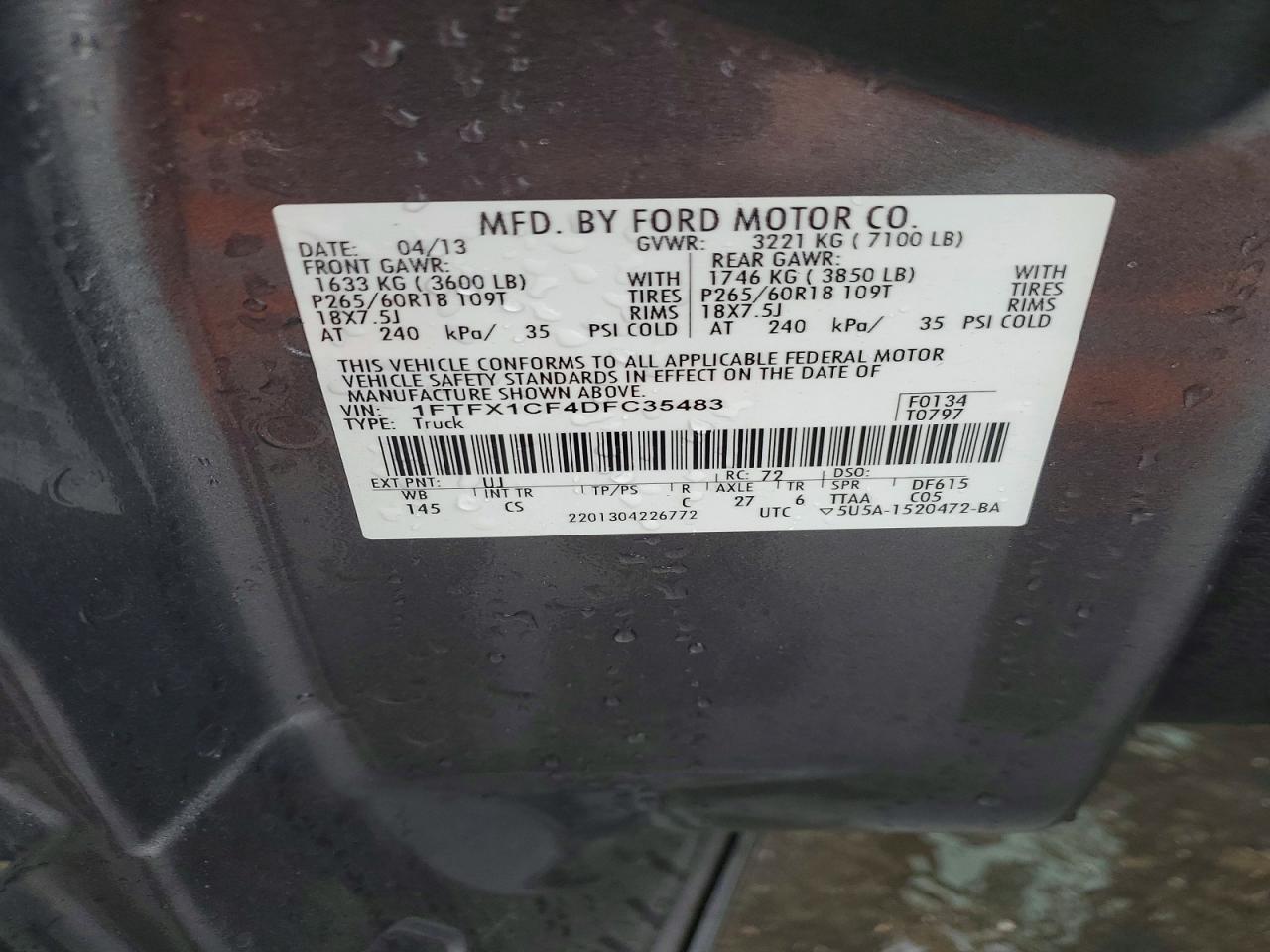2013 Ford F150 Super cab